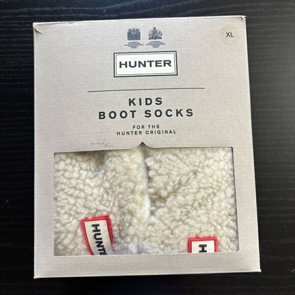 Hunter sheepy fleece cuff boot socks natural white kids XL - Picture 8 of 8